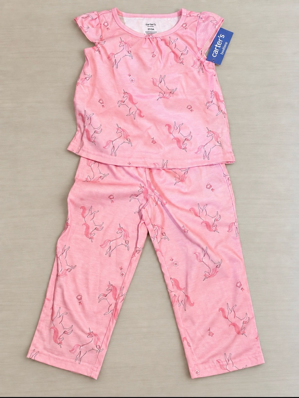 Carter's Pink Unicorn Pajama Set for toddler 3T